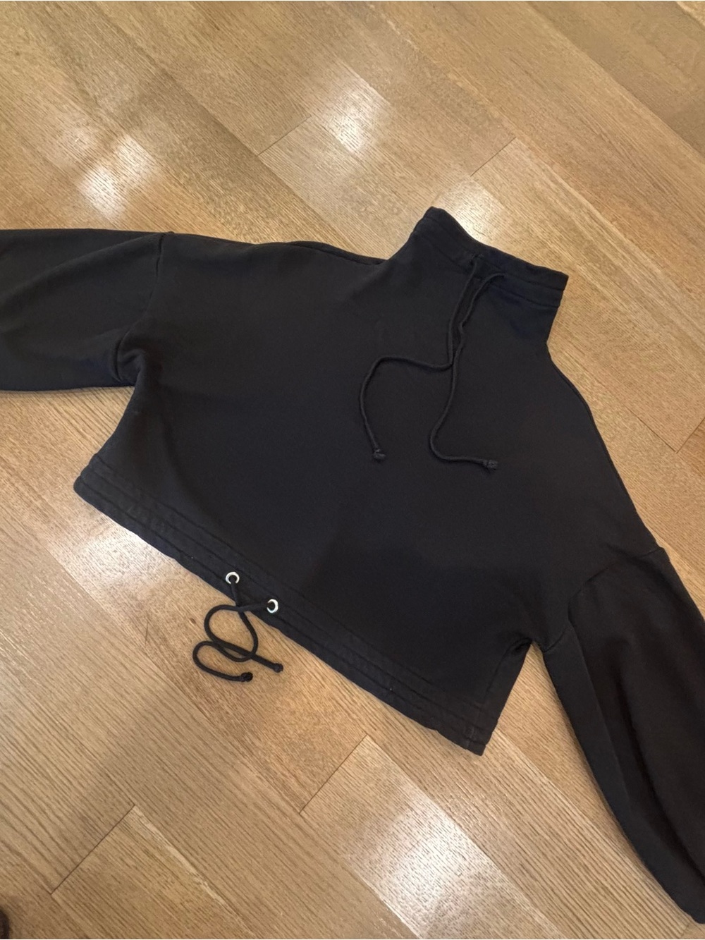 The Range Black Cropped Mock Neck Sweatshirt
